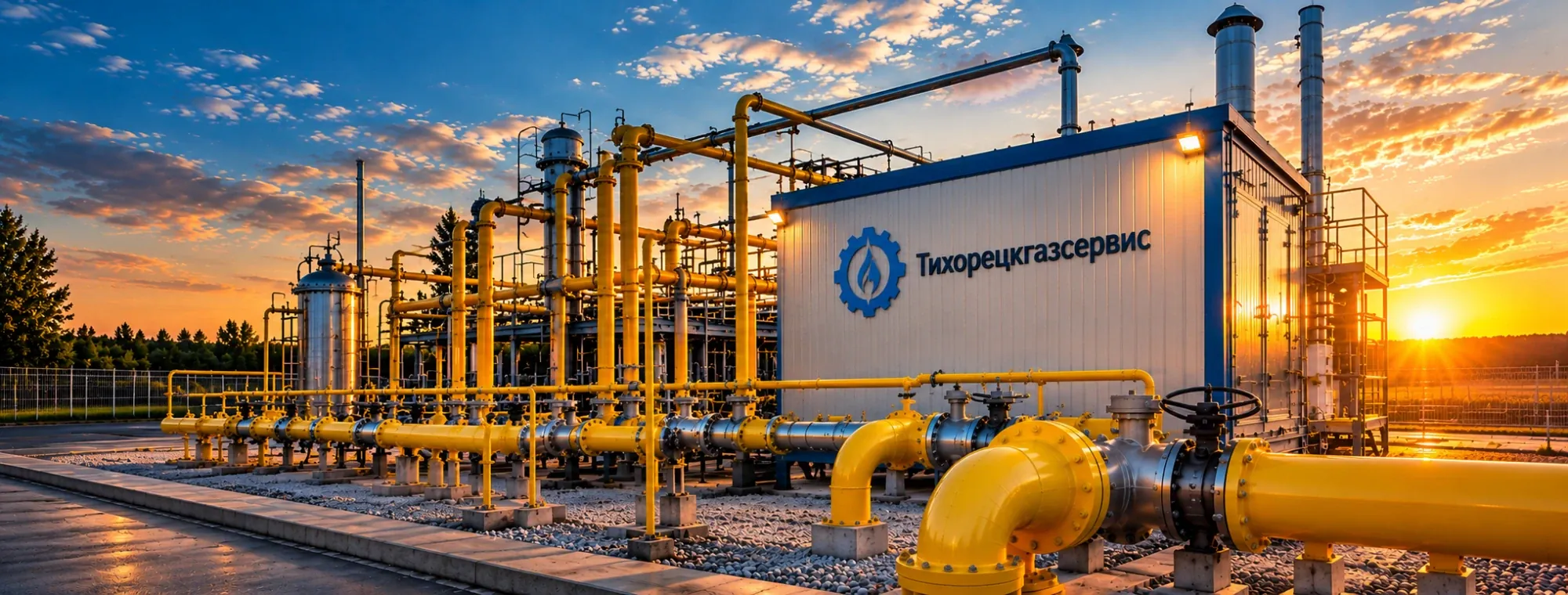 Газорегуляторный пункт ООО «Тихорецкгазсервис» на закате